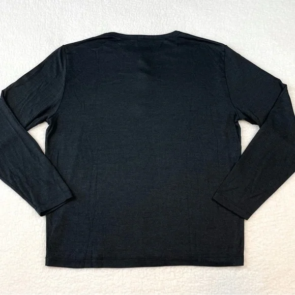 THEORY • Dark Grey Snap-Button Henley Long Sleeve Shirt
